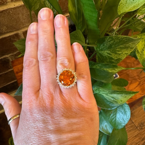 Stunning Sterling Silver Padparadscha Sapphire Ring Size 7.25 - Picture 4 of 16